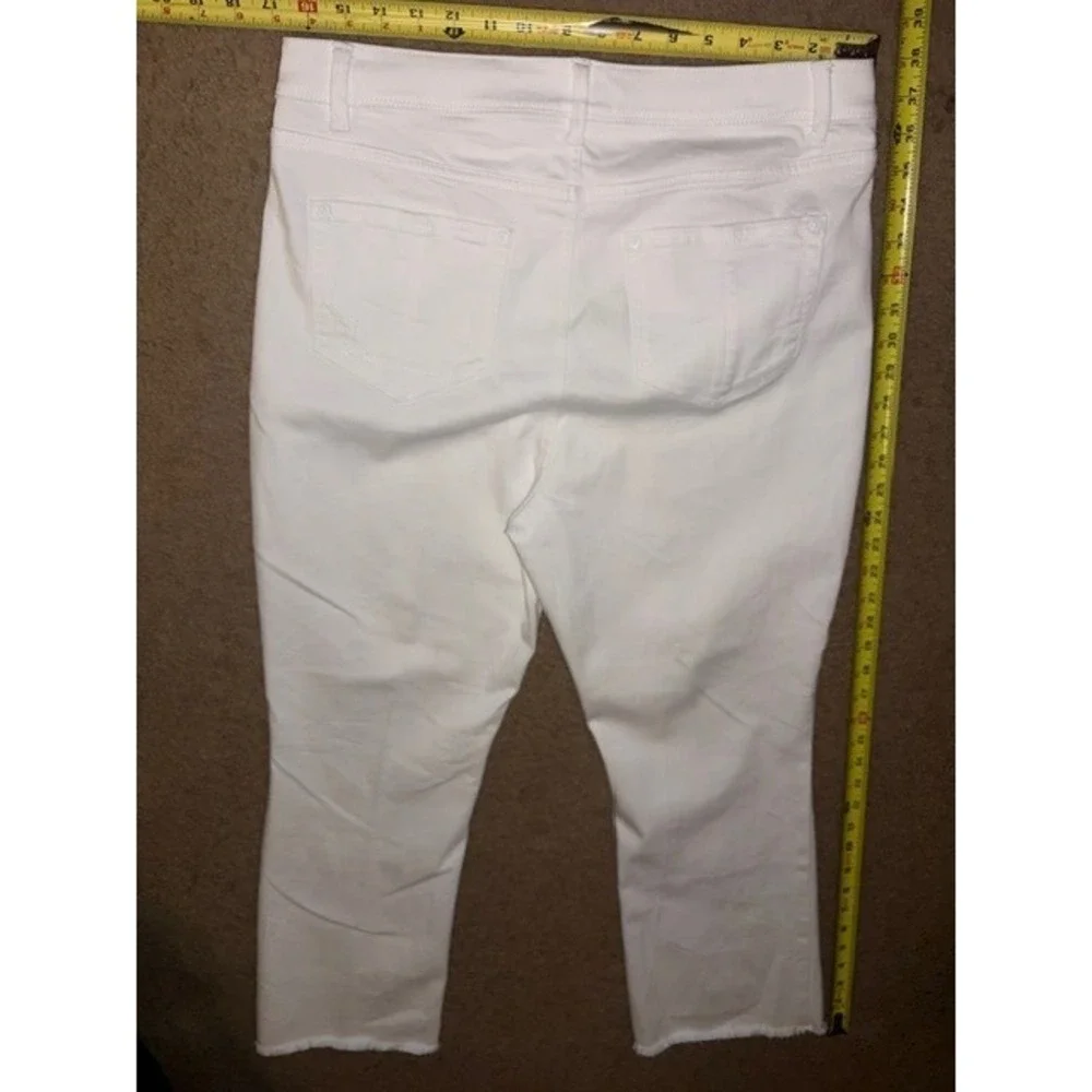 J. Jill Denim White Flare Ankle Jeans Raw Hem Womens 12 High Rise Stretch T01-31